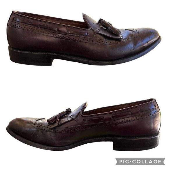 Vintage Allen Edmonds Mansfield Long Wing Kilt Tassel Loafer Burgundy Size 10 RR - Picture 4 of 8